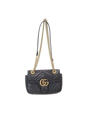 Gucci GG Marmont Small Leather Shoulder Bag Black